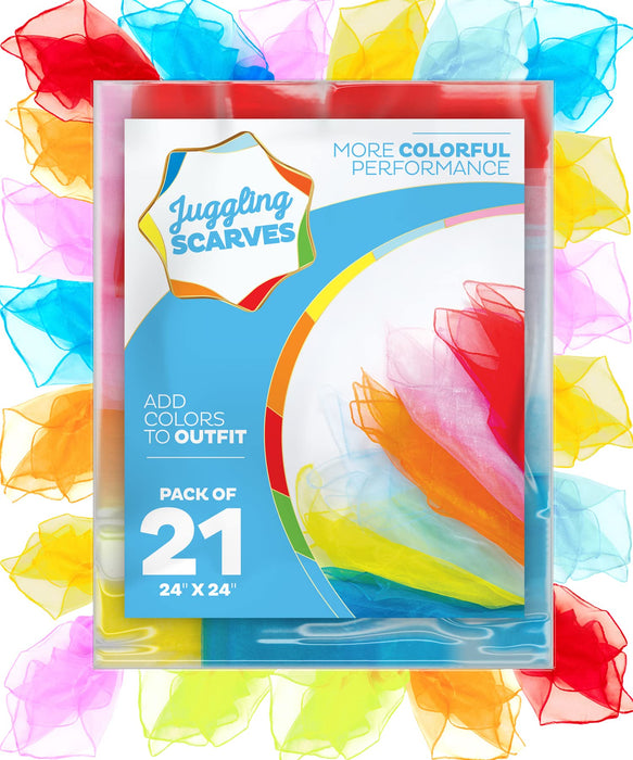 Juggling Scarves (7 Pack), Play Scarves for Kids (7 Vibrant Colors), Dancing Scarves for Music and Movement, Fun Juggling Scarves for Kids, Toddlers and Children, Cool Rainbow Scarves Dance Props