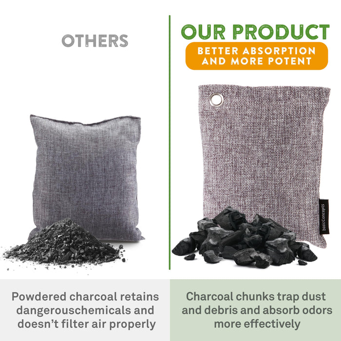Charcoal Odor Absorber for Strong Odor (Large, 6 Pack, 100g each), Bamboo Air Purifying Bag, Activated Charcoal Odor Absorber for Closet, Shoe, Car, Basement Musty Odor Eliminator Deodorizer