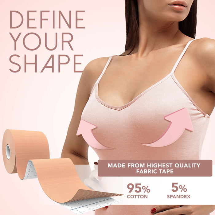 Boob Tape (Includes 10 Petal Nipple Covers), Breast Lift Tape, Boob Tape for Breast Lift, Breathable, Adhesive Breast Tape (A-DD Cup), Breast Tape Lifting Large Breast for Day Night or Swim Wear.