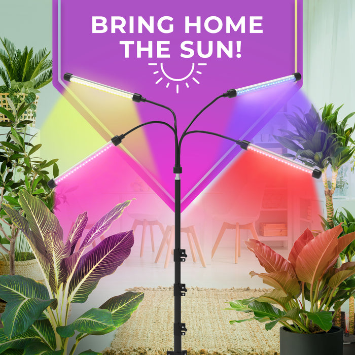 Grow Lights for Indoor Plants Full Spectrum (4 Heads, 10 Dimmable Levels), LED Grow Light (40W 120 LEDs), Plant Light for Indoor Plants (Tripod Stand), Plant Grow Lights Indoor, Grow Lamp