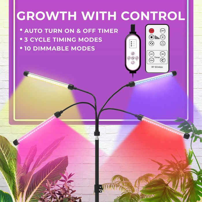 Grow Lights for Indoor Plants Full Spectrum (4 Heads, 10 Dimmable Levels), LED Grow Light (40W 120 LEDs), Plant Light for Indoor Plants (Tripod Stand), Plant Grow Lights Indoor, Grow Lamp