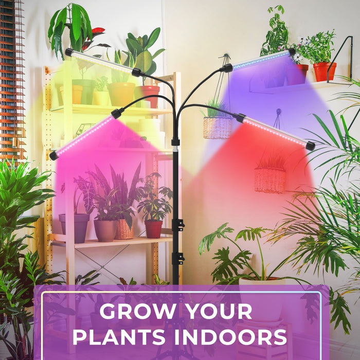Grow Lights for Indoor Plants Full Spectrum (4 Heads, 10 Dimmable Levels), LED Grow Light (40W 120 LEDs), Plant Light for Indoor Plants (Tripod Stand), Plant Grow Lights Indoor, Grow Lamp