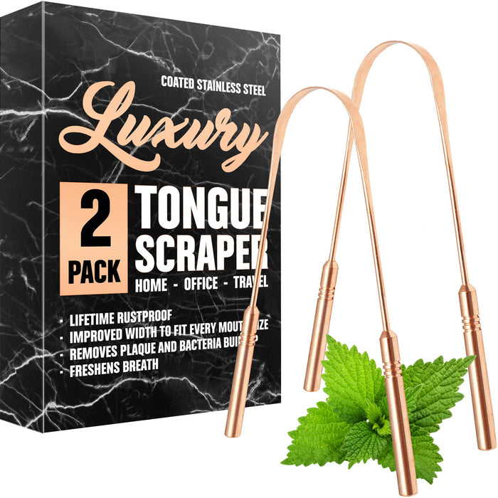 Copper Tongue Scrapers 2 pack Dual Handle