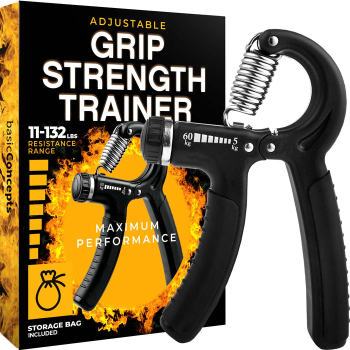 Grip Strength Trainer (Adjustable), Hand Grip Strengthener, Forearm Exerciser, Finger Strengthener Trainer (11 to 132 LB), Hand Grip Strengthener, Forearm Grip Adjustable Resistance Hand Gripper