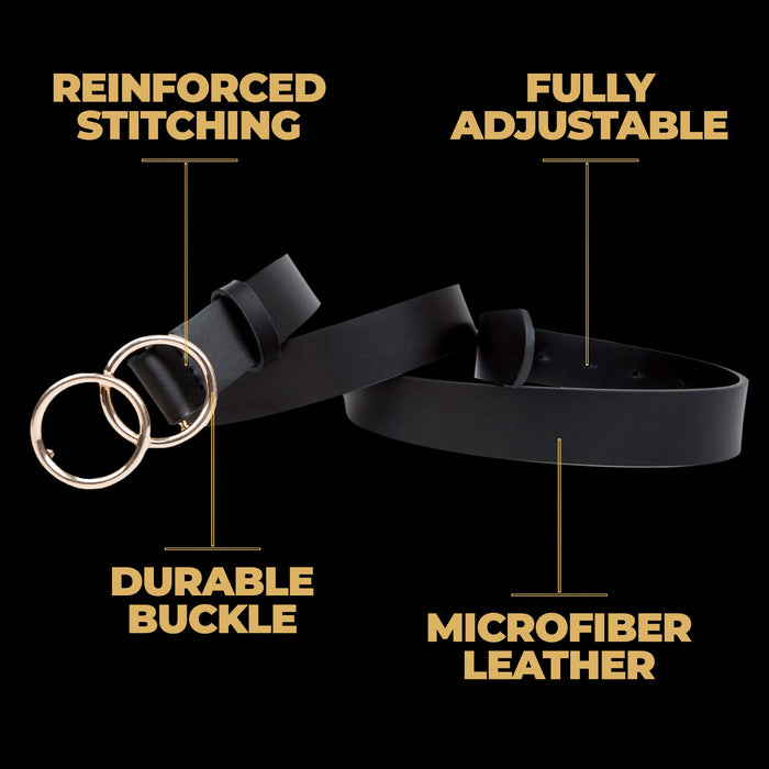 BASIC CONCEPTS Black Womens Belt - Womens Belts for Jeans, Dresses & Pants, Fashion Belts for Women that Impress, Affordable Designer Belts for Women (Small)