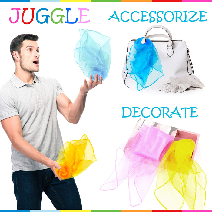 Juggling Scarves (7 Pack), Play Scarves for Kids (7 Vibrant Colors), Dancing Scarves for Music and Movement, Fun Juggling Scarves for Kids, Toddlers and Children, Cool Rainbow Scarves Dance Props