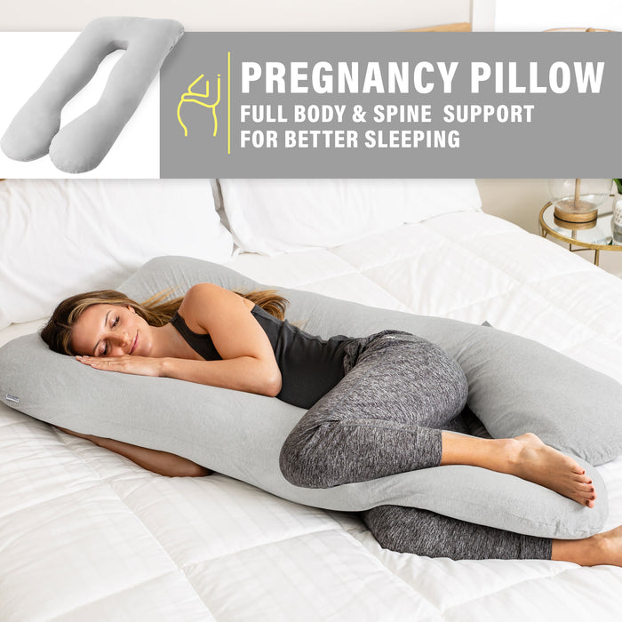 Pregnancy Pillow (2 Zip Off Pillowcases Warm and Cool), Maternity Pillows for Sleeping Full Body (Velvet and Cotton Cover), U Shaped Pregnancy Pillows for Sleeping (55" Lx30 Wx7 H), Maternity Pillow