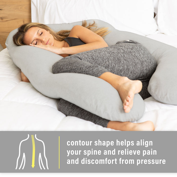 Pregnancy Pillow (2 Zip Off Pillowcases Warm and Cool), Maternity Pillows for Sleeping Full Body (Velvet and Cotton Cover), U Shaped Pregnancy Pillows for Sleeping (55" Lx30 Wx7 H), Maternity Pillow