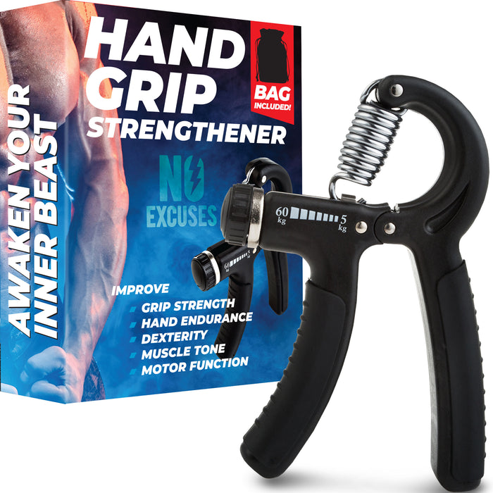 KEYCONCEPTS Grip Strength Trainer, Hand Grip Strengthener, Hand Strengthener & Grip Strength (Adjustable) - Hand Exerciser Grip Strengthener, Grip Trainer & Hand Grips for Strength with Carry Bag